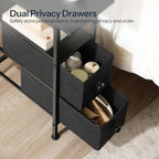 HOOBRO End Table with Charging Station, Narrow Side Table with 2 Fabric Drawers - Image 9
