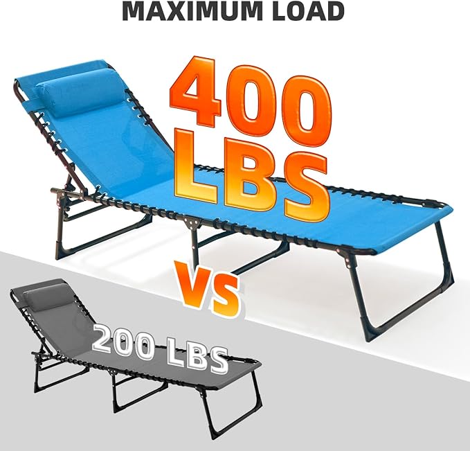 Folding Chaise Lounge Chair Bed Set of 2 - Image 4