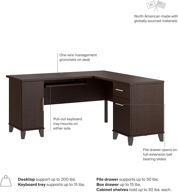 Bush Home 60-Inch L-Shaped Desk - Image 8