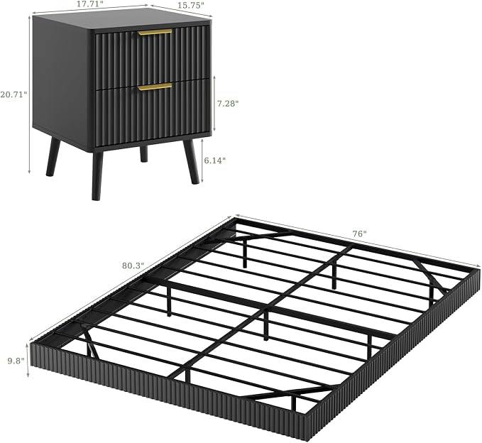 LYNSOM 3 Pieces King Bedroom Set, Floating Bed Frame - Image 2