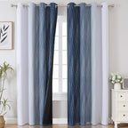 Navy Blue and Greyish White Blackout Curtains - Image 2