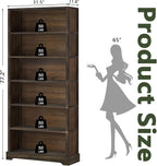 TVU 6-Tier Wooden Book Shelf, Floor-Standing Display Bookcase, 77.2" H x 31.5" - Image 3