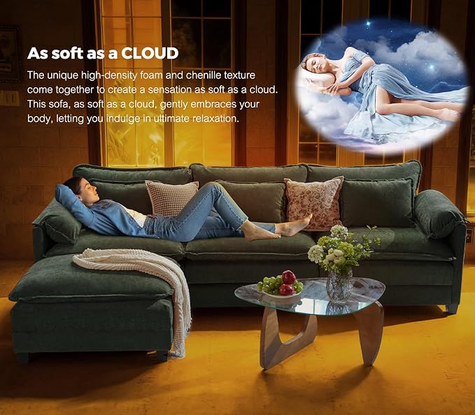 ELUCHANG 116" U Shaped Modular Sectional Cloud Couch - Image 4