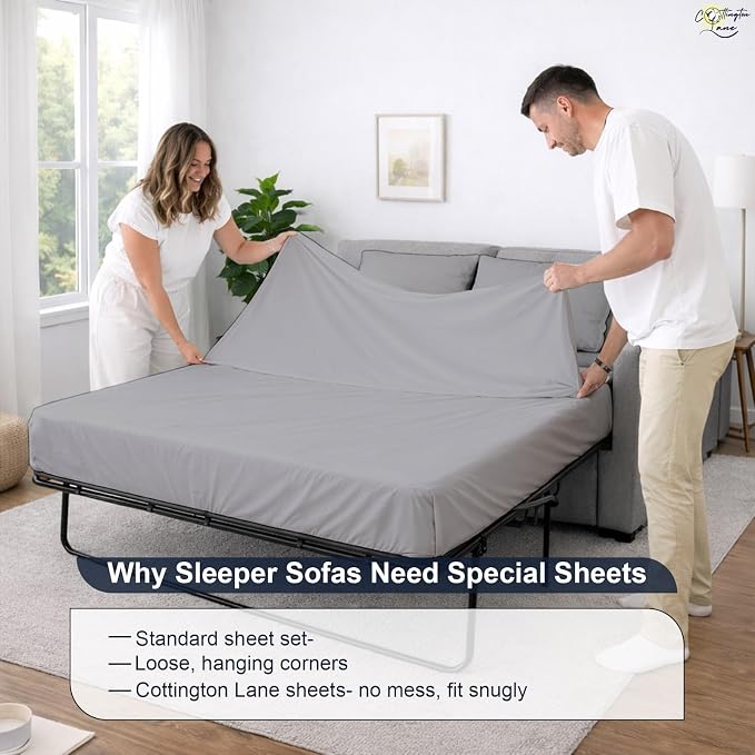 Cottington Lane Sleeper Sofa Sheets Full Size, 4 Piece Premium Quality 100% - Image 8