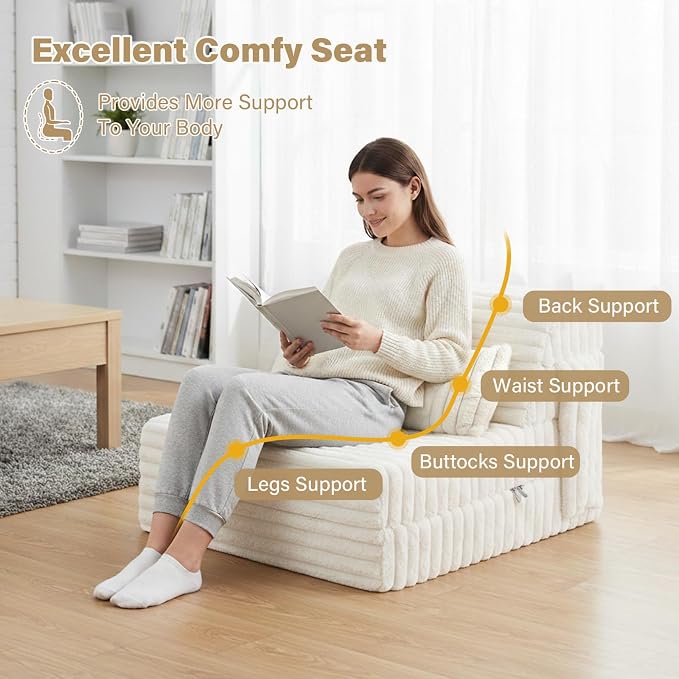 Tiita Folding Sofa Bed Single Size, Convertible Sleeper Chair Mattress - Image 3
