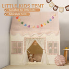 Kids Play Tent Indoor: with Brown Checkered, Rainbow Tissue Garland, Star Lights - Image 4