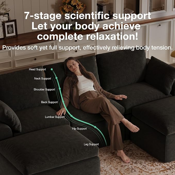 Novilla 104.3" Modular Cloud Couch, Modern Sectional Sofa - Image 7