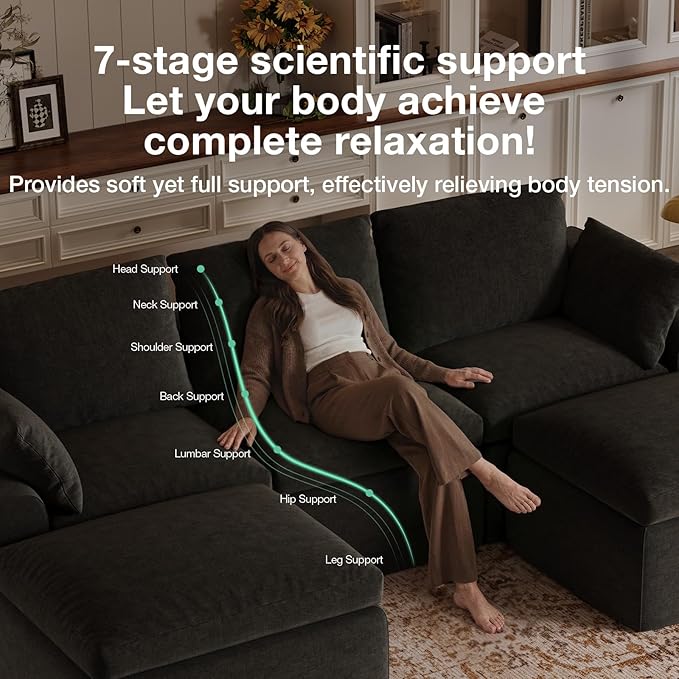 Novilla 104.3" Modular Cloud Couch, Modern Sectional Sofa - Image 7