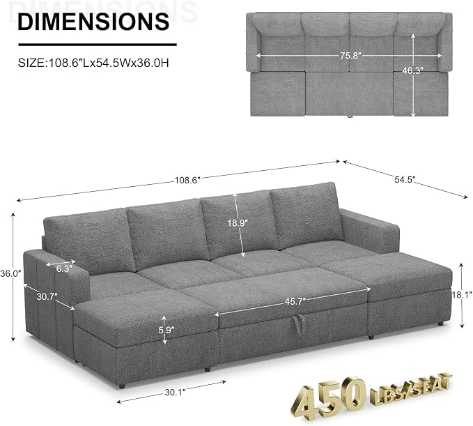 Belffin Modular Sectional Sleeper Sofa Bed - Image 2