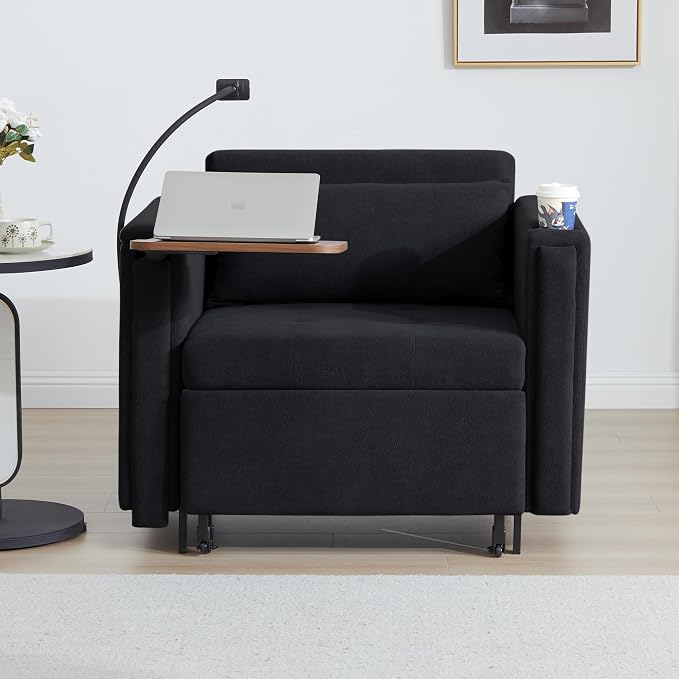 LEVNARY 3-in-1 Convertible Sleeper Chair Pull Out Bed, Single Sofa Chair Sleeper - Image 7