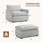 ROWHY Single Armchair with Ottoman, Modern Corduroy Cloud Couch with - Image 2