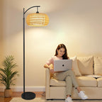 Arc Floor Lamps for Living Room Rattan Boho Floor Lamp - Image 7