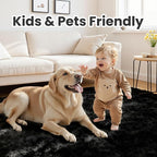 5x7 Fluffy Shag Area Rugs for Living Room Bedroom: Soft Plush Carpet Black | - Image 3