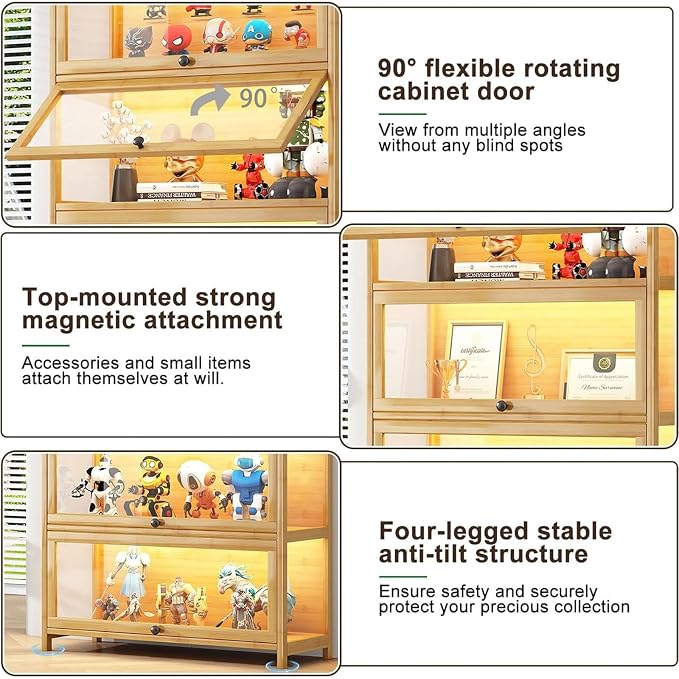 Display Cabinet with Acrylic Glass Doors 67.7'' Tall Curio Cabinet - Image 4