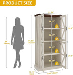 DWVO 66" Storage Cabinet, Tall Bookshelf Display Cabinet, 4 Shelves Curio - Image 2