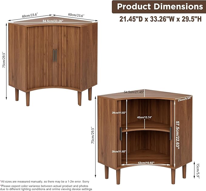 Fluted Corner Cabinet, Small Corner Floor Cabinet - Image 2