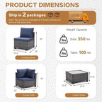 MOCHITO 5 Pieces Outdoor Patio Furniture Sets, All-Weather Sectional Sofa Dark - Image 5