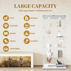 Display Cabinet with Glass Door and Lock, LED Lights 5-Shelf Curio Cabinets - Image 6