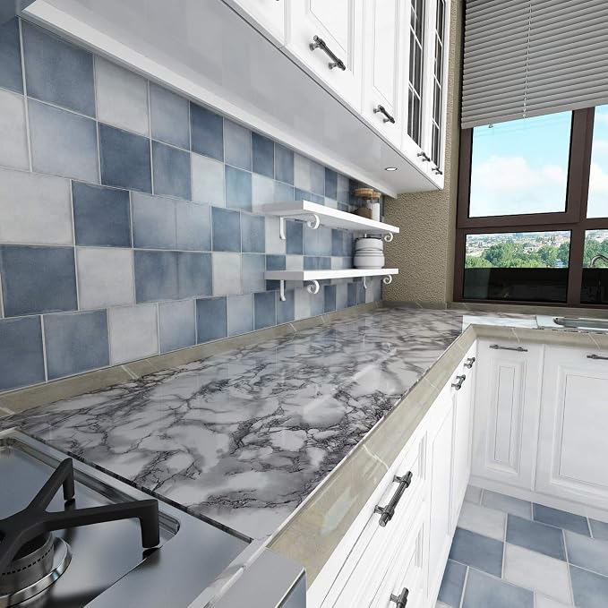 Livelynine 15.8x197 Marble Wallpaper Peel and Stick Countertops Waterproof - Image 5