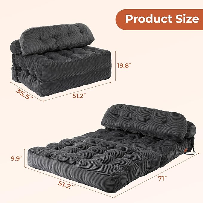 Folding Sofa Bed, Convertible Sleeper Chair - Image 2