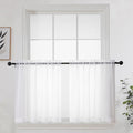 White Short Sheer Curtains 24 Inches Long 2 Panels Set by OWENIE