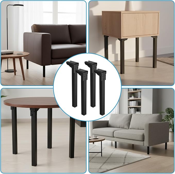 4 Pack 12" Folding Table Legs, Heavy Duty Metal Furniture Legs 12" Adjustable - Image 7