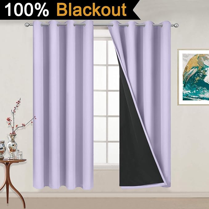 Yakamok Lilac 100% Blackout Curtains 54 Inches Long - Image 2