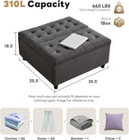 Tbfit Large Square Storage Ottoman Bench, Tufted Upholstered Coffee Table - Image 2