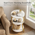 Vintage Small Round Side Table, 3-Tier Slim Waist Circular End Table - Image 9
