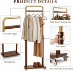 Taitiy Clothes Rack Solid Wood Coat Rack, Metal and Solid Wood Combination - Image 4