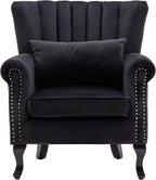 Accent Chairs Set of 2 with Arm Comfy Velvet Living Room Chair Mid-Century - Image 4