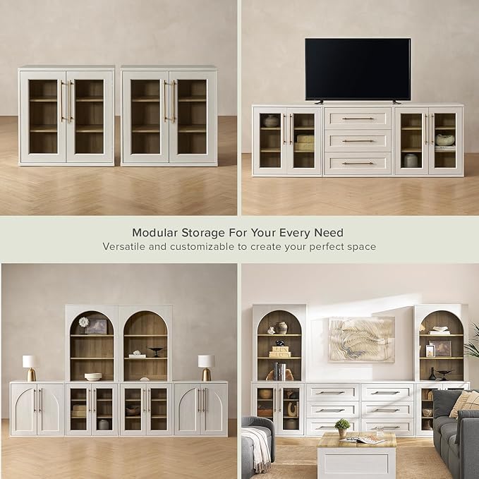 mopio Blake Buffet Cabinet, Small Modular Accent Display Sideboard - Image 7