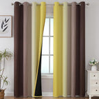 Brown and Yellow Blackout Curtains 52Wx96L Inch 2 Panels | Thermal Insulated by ESTELARTEXTILER