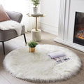 SERISSA 5x5 Fluffy White Round Faux Fur Area Rug by SERISSAHomeDecorCollection