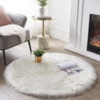 SERISSA 5x5 Fluffy White Round Faux Fur Area Rug by SERISSAHomeDecorCollection