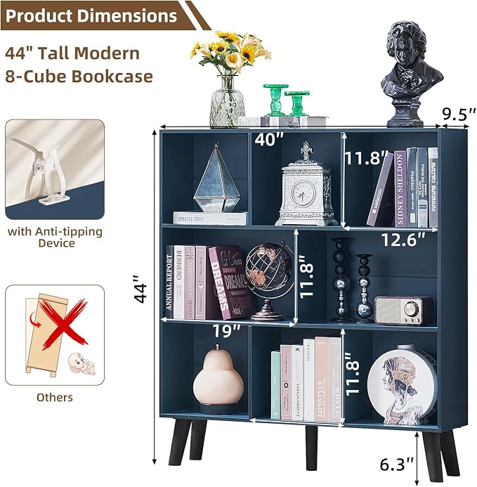 LEYAOYAO 8 Cube Bookshelf, 3 Tier Bookcase - Image 2