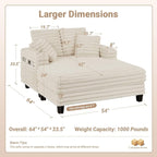 Amsleekey 64" Chaise Lounge Chair Indoor, Oversized Sleeper Chair - Image 2