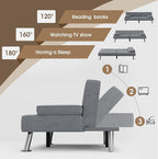 Flamaker Futon Sofa Bed Modern Folding Futon Set Linen Fabric Convertible - Image 4