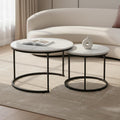 Homy Casa 27.6inch Round Coffee Table Set of 2, Modern Nesting Coffee Tables by HomyCasa