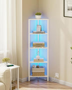 TUTOTAK Corner Shelf with LED Light, 5-Tier Corner Bookshelf by ChoosetutotakFurnitureBuildYourCozyHome