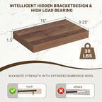 Acovy 16 Inch Floating Shelves, Wooden Shelves - Image 3