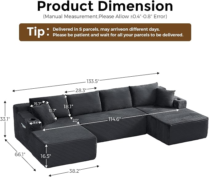 133" Oversized Cloud Boneless Sofa Couch - Image 2