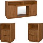 3-Piece Fluted Living Room Set Includes 2 Fluted Night Stand by PATIOCHIC