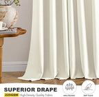 MIULEE Blackout Curtains for Bedroom 2 Panels 40 x 72 Inch Long Cream | Thermal - Image 5