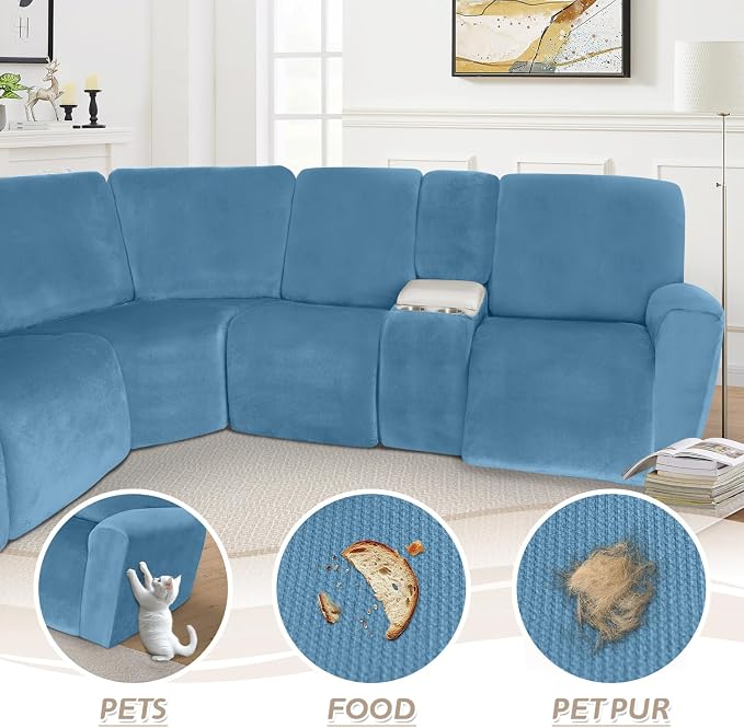 Arfntevss Sectional Recliner Couch Covers Velvet Washable Corner Sectional Sofa - Image 7