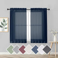 Sheer Curtains 45 inches Long for Kitchen Curtains, Rod Pocket Clean Selvedge by OVZME