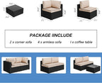 7 Piece Outdoor Patio Furniture Set, All Weather Conversation Set - Image 4