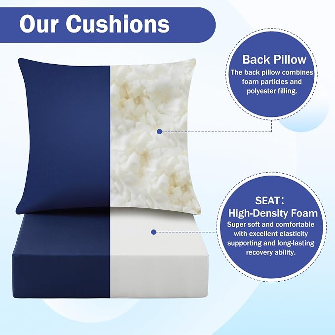 IASEAHK Outdoor Seat Cushion Set, Waterproof & Fade Resistant Patio Chair - Image 4