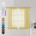 Mustard Yellow Sheer Curtains 45 Inches Long 2 Panels, Light Filtering Sheer by OVZME