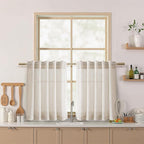 Beige Cafe Curtains 24 Inch Length Linen Blend Privacy Cortinas para Cocina by Nanspring